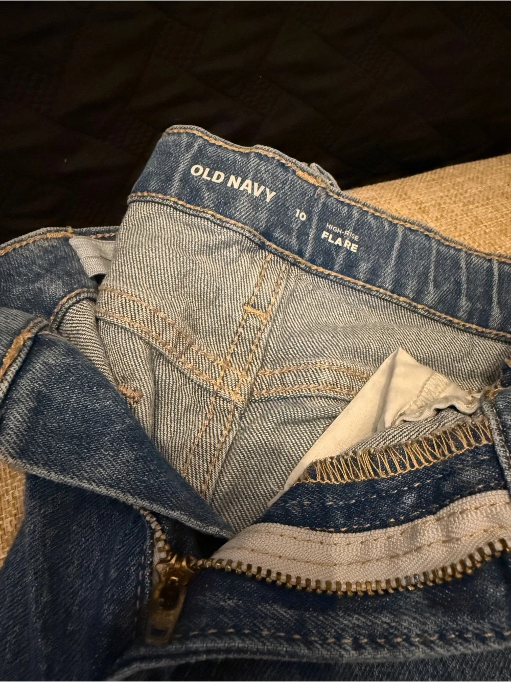 Old Navy Blue Denim Jeans with Multicolor Floral Embroidery - Kids